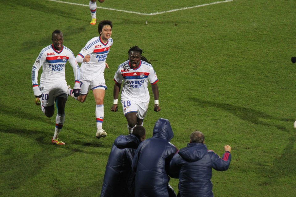 82ème minute, Bafé Gomis vient de redonner l'avantage à l'OL - Photo LyonMag