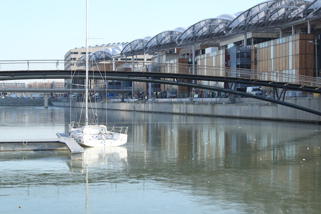 La Saône, lisse et immobile, s'est figé dans la darse nautique de la Confluence - LyonMag