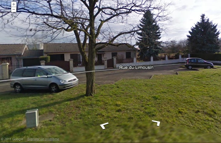 Le terre-plein dentral de la rue du Limousin à Meyzieu où a été retrouvé le corps - Capture d'écran Google Images - DR
