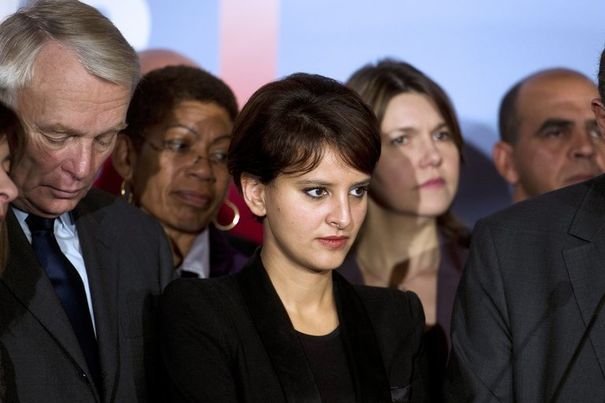 Najat Vallaud-Belkacem lors de la présentation de l'équipe de campagne de François Hollande - Photo AFP
