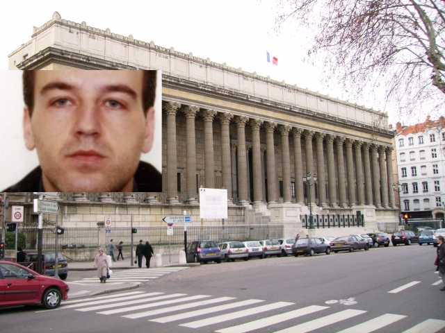 Le Palais de Justice de Lyon, et Toni Musulin, en médaillon - Photos DR