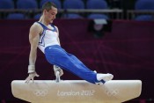 Cyril Tommasone, samedi, lors de sa qualification individuel pour la finale au cheval d'arçons - Photo AFP/DR 