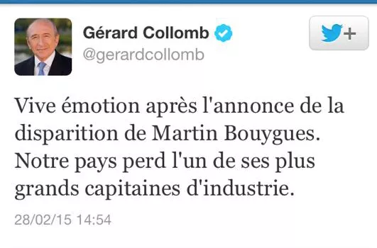 Gérard Collomb tombe dans le panneau de la fausse mort de Martin Bouygues