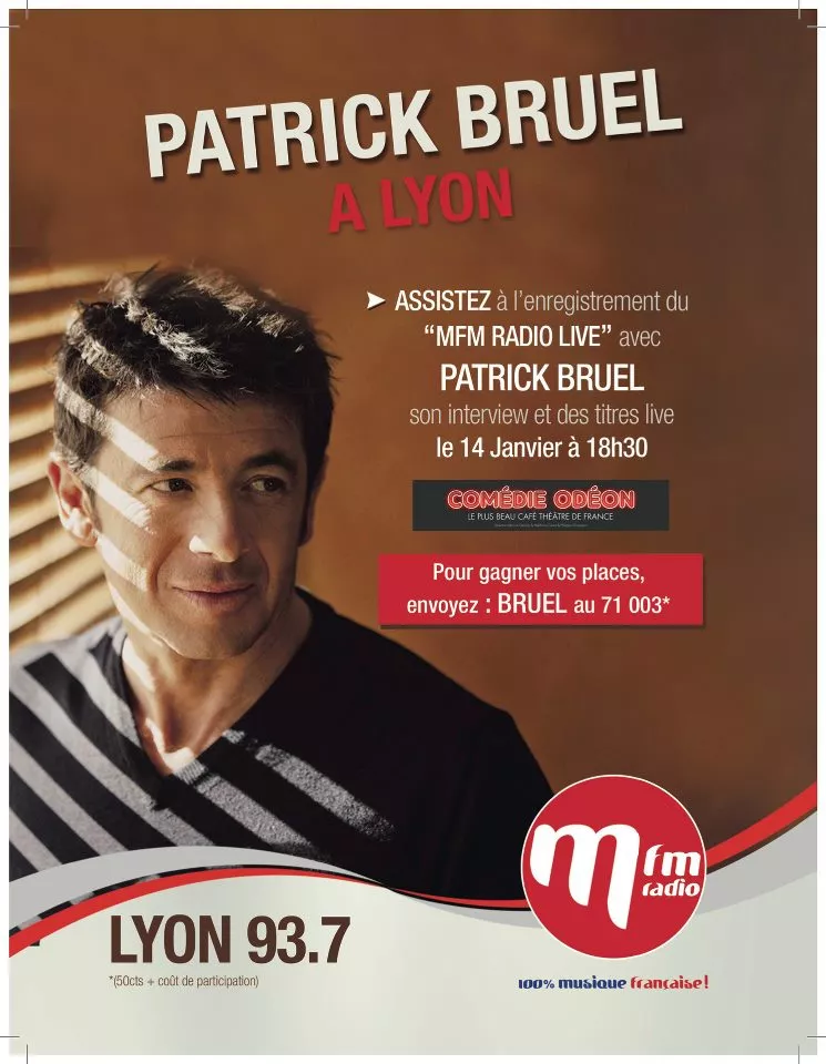 Gagnez vos places pour le concert privé de Patrick Bruel au Comédie Odéon à Lyon le 14 janvier !
