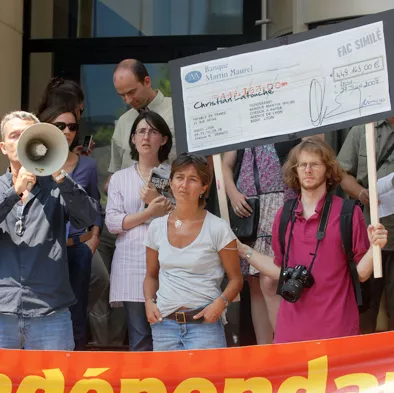Protestation des salariés de Lyon Mag devant Fiducial