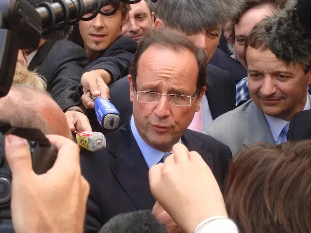 Hollande avec Moscovici et Valls à Lyon