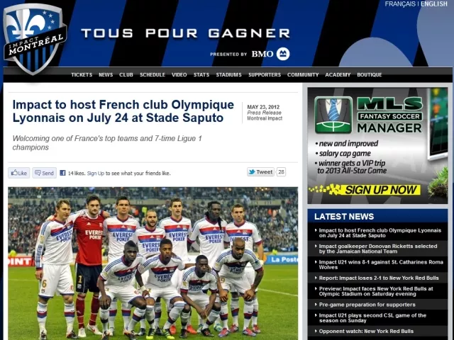 OL : Lyon en match amical &agrave; Montr&eacute;al avant le Troph&eacute;e des Champions