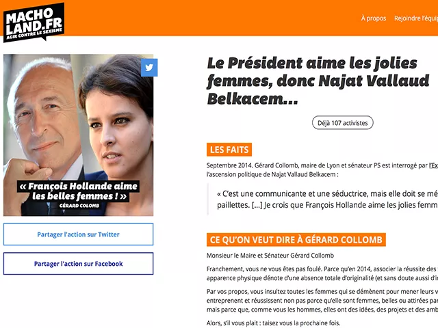 Macholand : Gérard Collomb, première cible du site luttant contre les dérives sexistes !