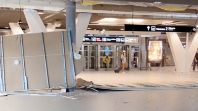 Un morceau de plafond s'effondre &agrave; l&rsquo;a&eacute;roport de Lyon Saint-Exup&eacute;ry