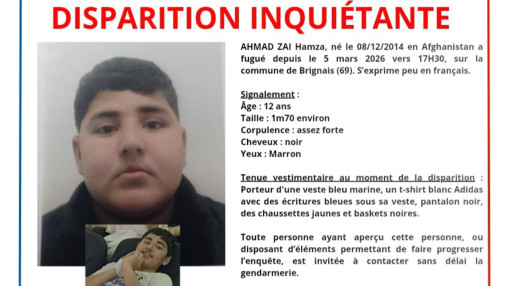 Disparition inqui&eacute;tante dans le Rh&ocirc;ne : avez-vous vu le jeune Hamza ?