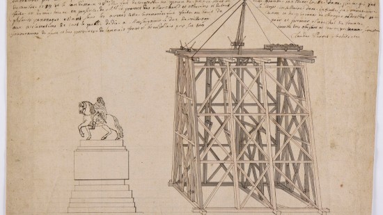 Lyon : Gadagne s'offre le dessin de l'échafaudage qui a permis la pose de la statue de Louis XIV place Bellecour