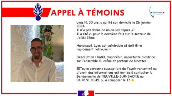 Lyon : appel à témoins pour retrouver un trentenaire vulnérable 
