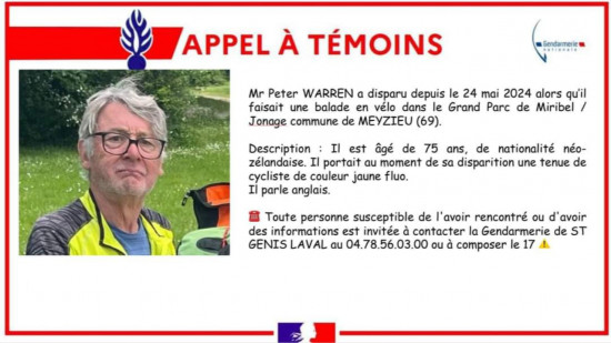 Appel à témoins : parti faire du vélo près de Lyon, Peter n'est jamais revenu Appel à témoins : parti faire du vélo près de Lyon, Peter n'est jamais revenu