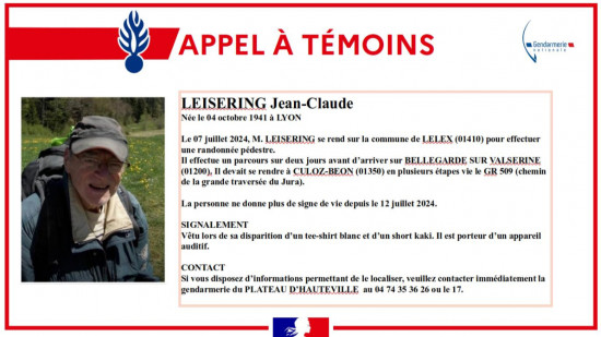 Un randonneur lyonnais porté disparu dans l’Ain