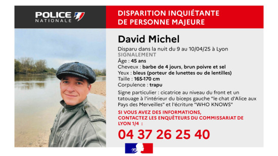 Disparition inquiétante à Lyon : la police lance un appel à témoins pour retrouver un homme de 45 ans