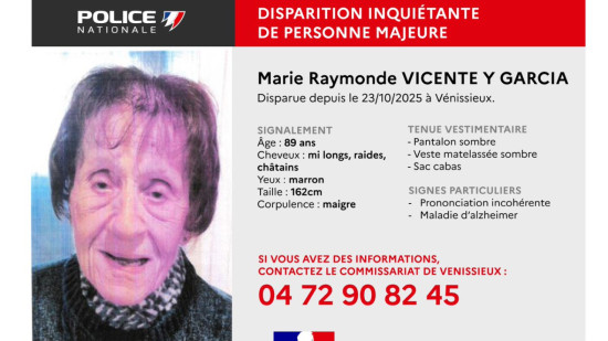 Vénissieux : appel à témoins après la disparition d’une femme de 89 ans atteinte d’Alzheimer
