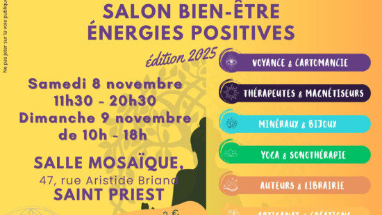 Salon Bien-Être Energies Positives 2025 : tout savoir sur l'évènement de ce début de mois Salon Bien-Être Energies Positives 2025 : tout savoir sur l'évènement de ce début de mois