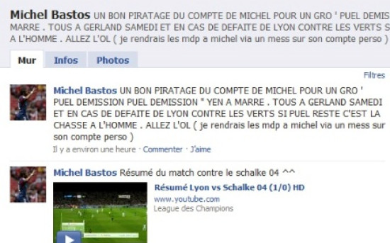 « Puel démission » : le compte Facebook de Bastos piraté !