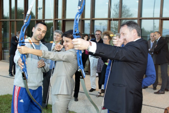 Thierry Braillard &agrave; l'INSEP pour son premier d&eacute;placement en tant que secr&eacute;taire d'&Eacute;tat