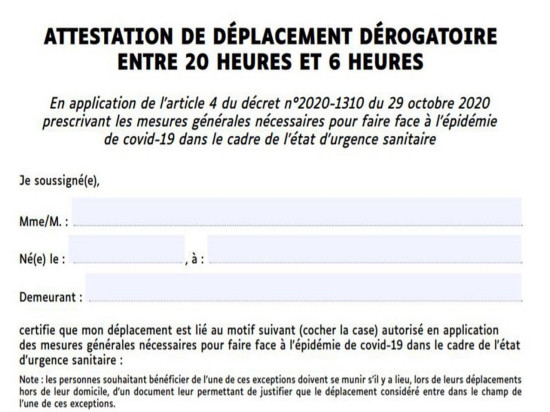 Couvre-feu à Lyon : la nouvelle attestation est disponible