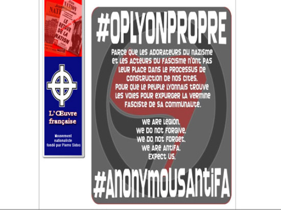 Les sites d'extrême-droite lyonnais piratés par Anonymous