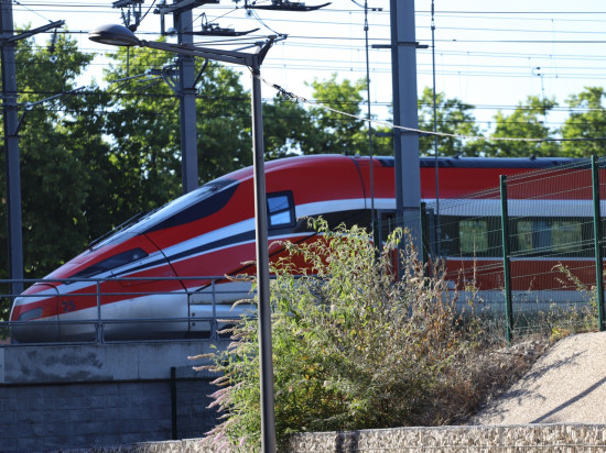 Lyon : un train italien stationn&eacute; &agrave; la Confluence