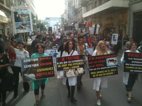 Lyon : une manifestation contre l'expérimentation animale Lyon : une manifestation contre l'expérimentation animale