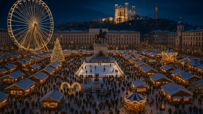 D&eacute;m&eacute;nager le March&eacute; de No&euml;l de Lyon place Bellecour ? Gr&eacute;gory Doucet promet des &eacute;tudes en cas de second mandat
