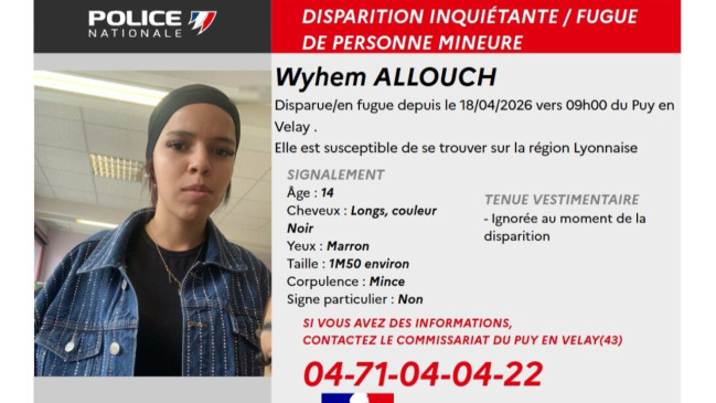 Disparition inqui&eacute;tante d&rsquo;une adolescente : Wyhem pourrait se trouver &agrave; Lyon