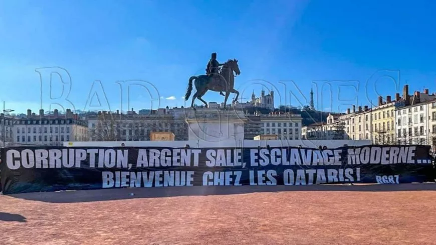 Lyon : une banderole anti-Qataris déployée avant OL-PSG