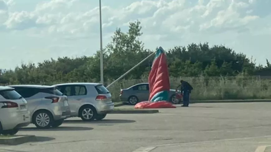 Près de Lyon : un parachutiste perd le contrôle, survole l'A46 et finit sa course sur le parking d'un hôtel