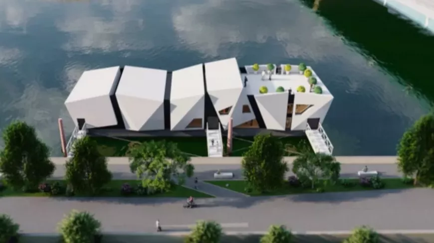 Lyon : la structure du théâtre flottant L’Ile Ô mise à l’eau lundi