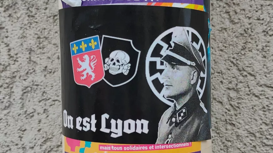 Lyon : Klaus Barbie sur des stickers néonazis collés près du Centre d'Histoire de la Résistance et de la Déportation