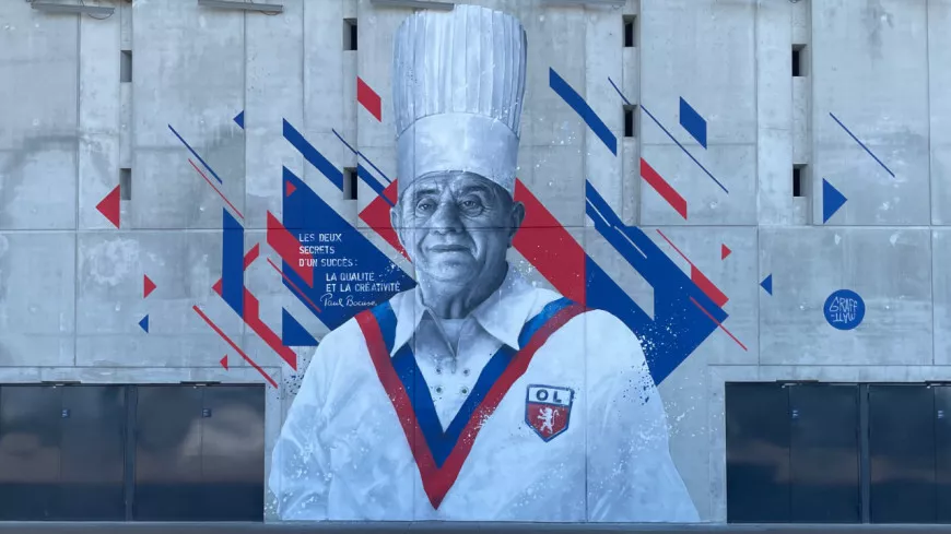 OL : une fresque en hommage à Paul Bocuse sur les murs du Groupama Stadium