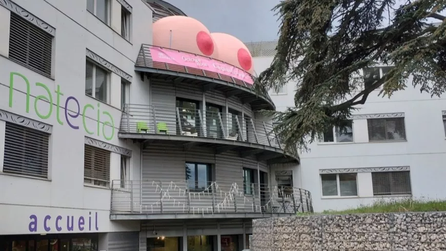 Octobre rose : deux seins géants installés sur le toit d'un hôpital à Lyon