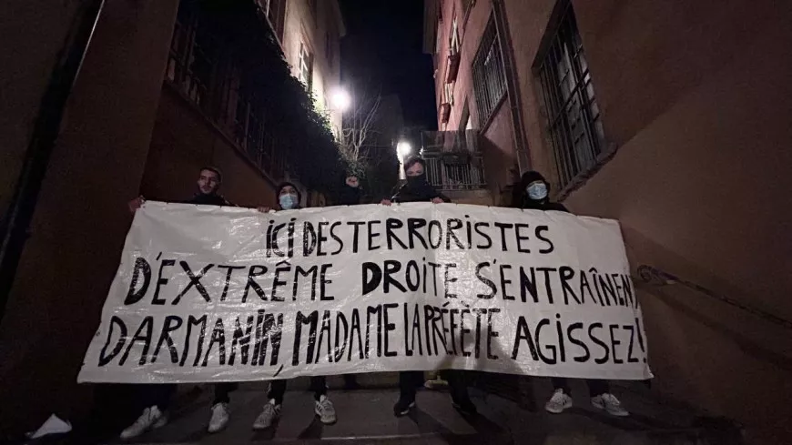 "Ici des terroristes d'extrême-droite s'entraînent" : à Lyon, une action menée pour la dissolution des Remparts