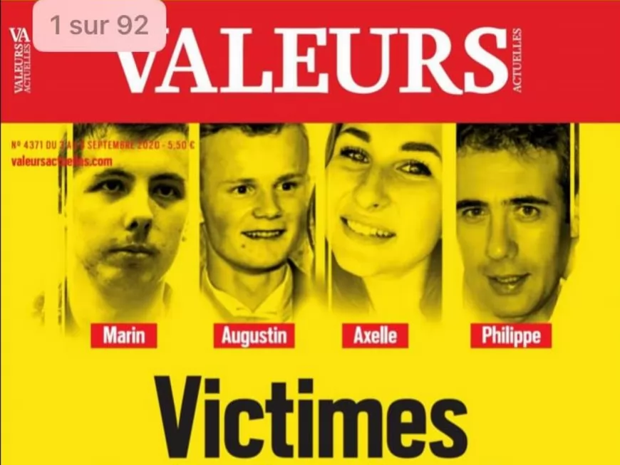 Les Lyonnais Marin, Augustin et Axelle, "victimes de la barbarie ordinaire", en Une de Valeurs Actuelles