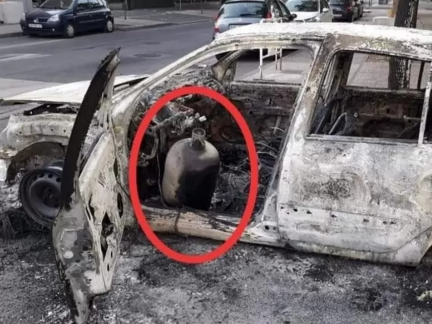 Près de Lyon : une bouteille de gaz dans une voiture en feu le 14 juillet