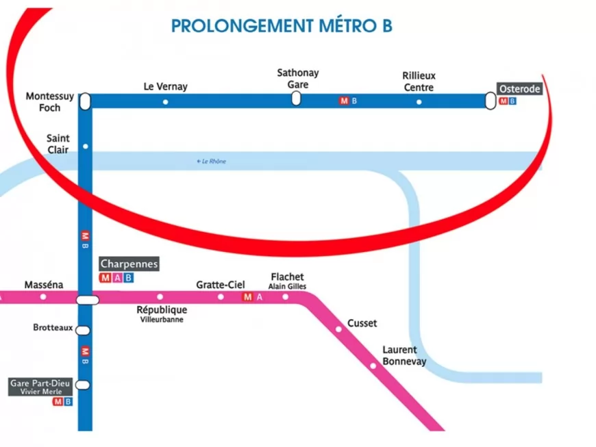 Une pétition pour le prolongement du métro B vers Caluire, Rillieux et Sathonay