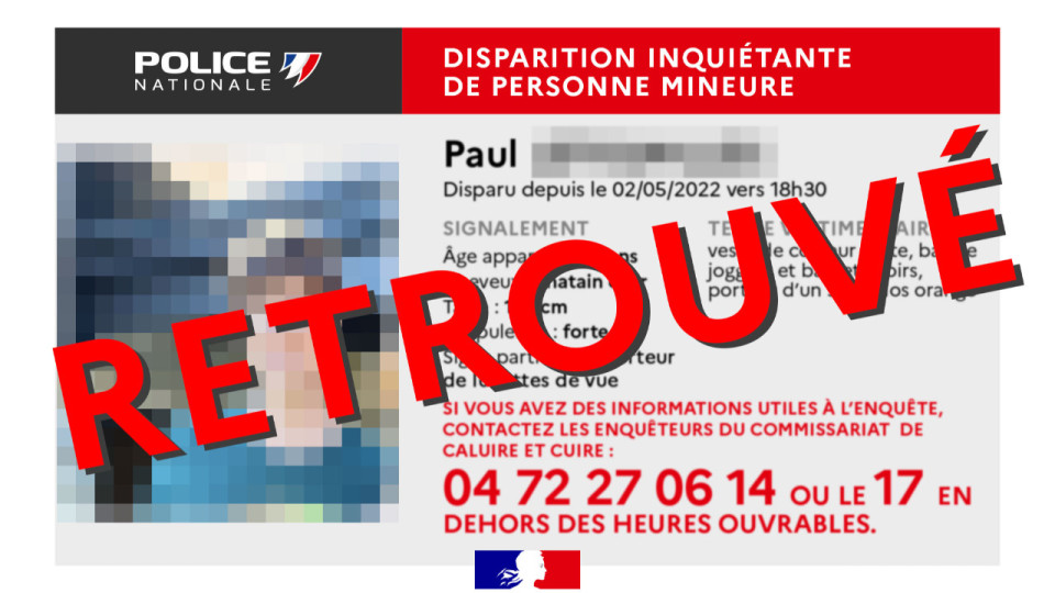 L'adolescent atteint d'une maladie génétique retrouvé sain et sauf à Lyon