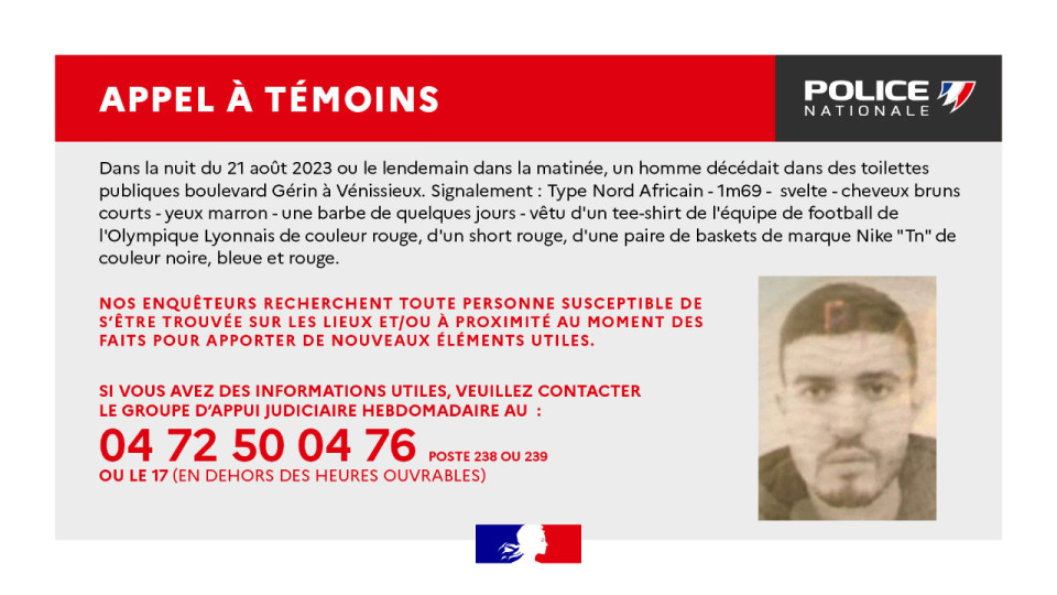 Homme retrouvé mort dans des toilettes à Vénissieux : un appel à témoins lancé