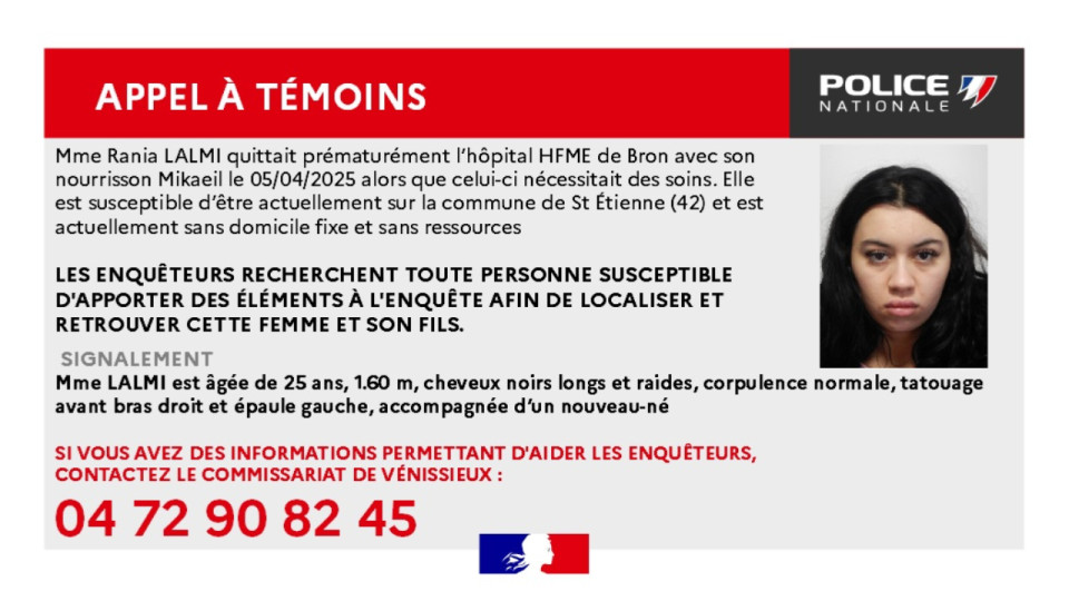 Près de Lyon : une jeune mère de famille SDF quitte prématurément l’hôpital avec son bébé, un appel à témoins lancé