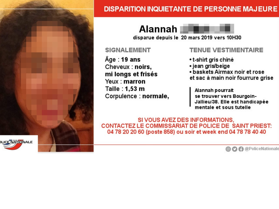 Portée disparue depuis deux mois à St Priest, une jeune fille handicapée mentale retrouvée saine et sauve