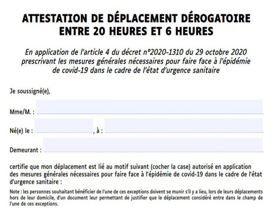 Couvre-feu à Lyon : la nouvelle attestation est disponible