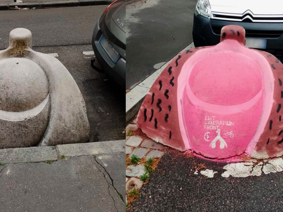 Lyon : des bittes de stationnement transformées…en clitoris
