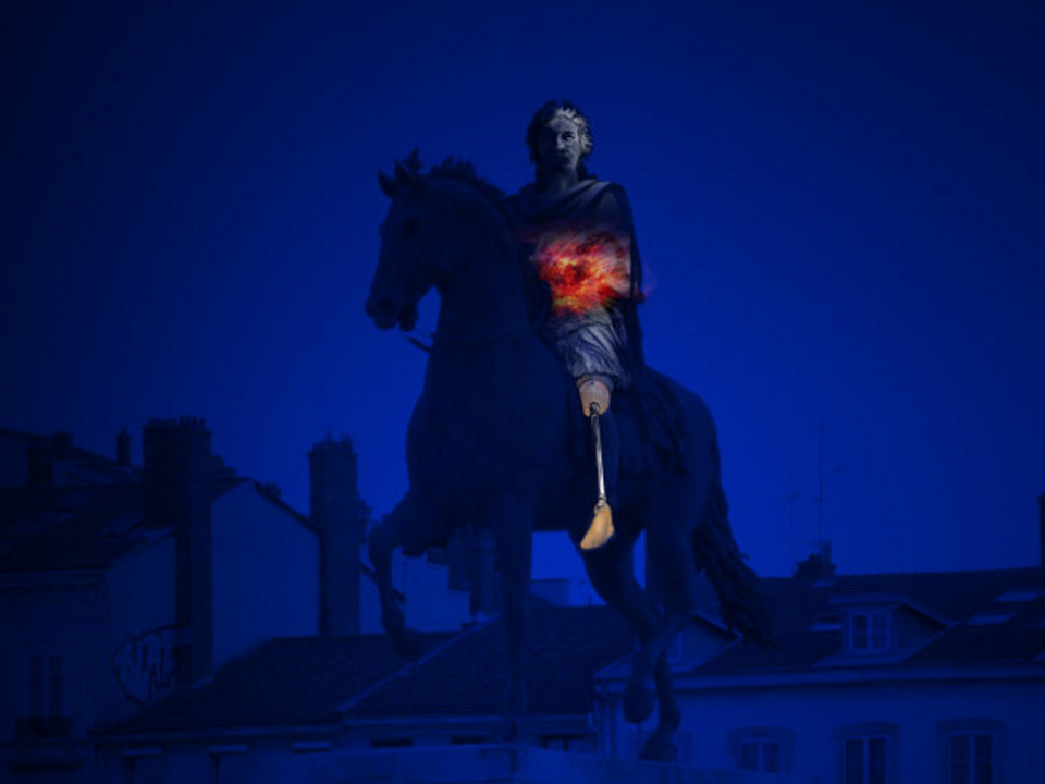 Lyon : Louis XIV mutilé place Bellecour pour les six ans du conflit en Syrie