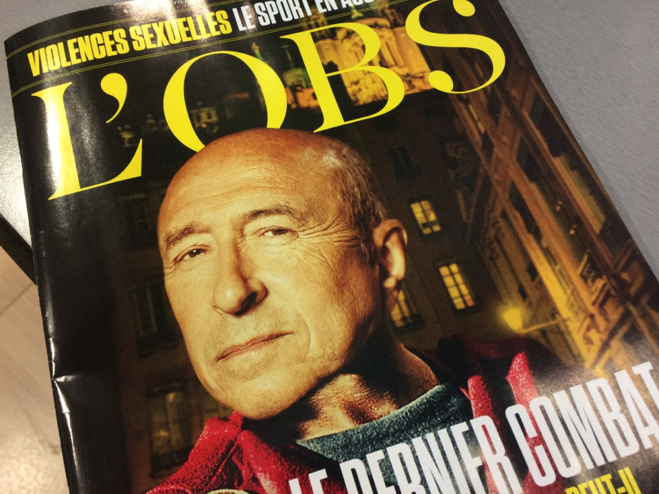 Collomb en empereur romain en Une de l'Obs