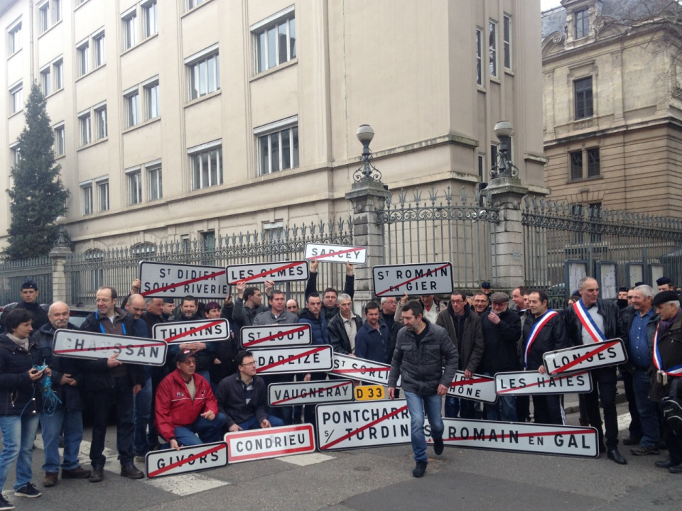 Les paysans manifestent à Lyon contre la redéfinition des zones défavorisées simples