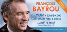 Le tract annonçant le meeting de François Bayrou à Lyon - Photo MoDem