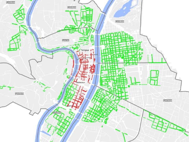 La carte des places de stationnement gratuites à Lyon au mois d'août - Photo Ville de Lyon/DR